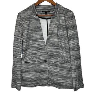 Banana Republic Black White Stripe Knit‎ Blazer Jacket Pockets Single Button Sm